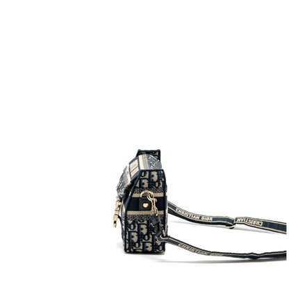 Dior Small Diorcamp Purse Blue Dior Oblique Embroidery