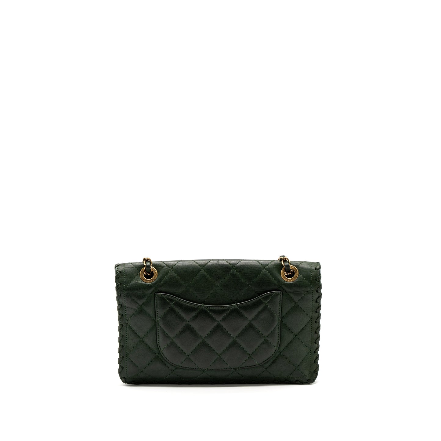Chanel quilted flap bag calfskin green ruthenium GHW