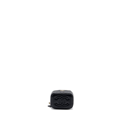 Chanel top handle mini vanity with chain lambskin black LGHW (microchip)