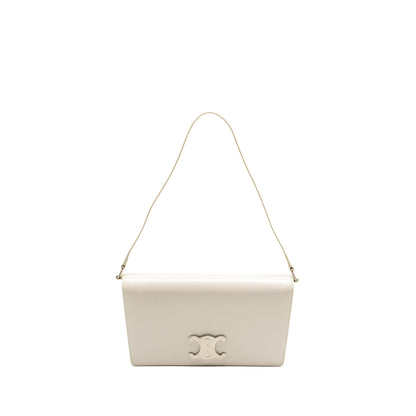 Celine Trapeze Triomphe Mini Purse Calfskin White