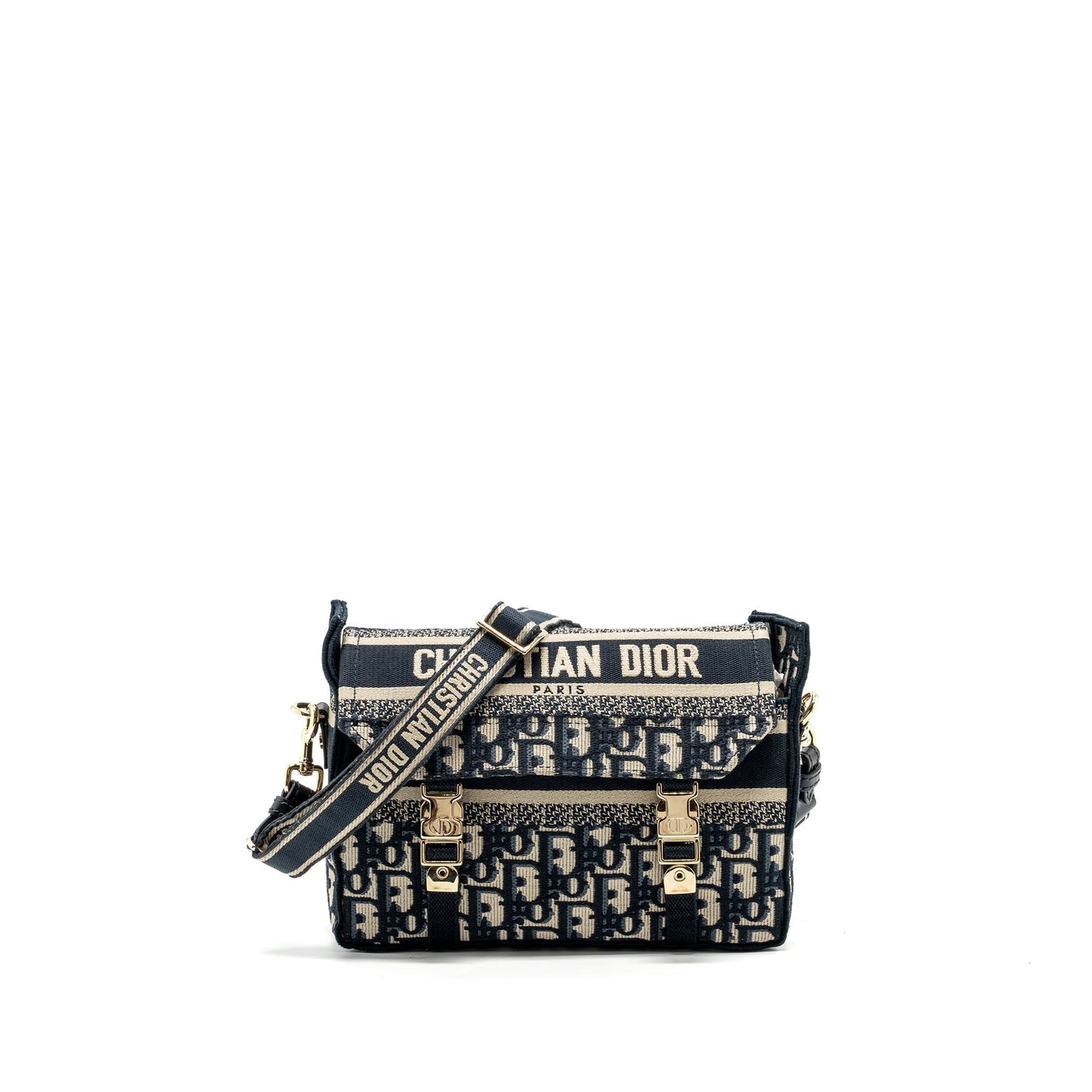Dior Small Diorcamp Purse Blue Dior Oblique Embroidery