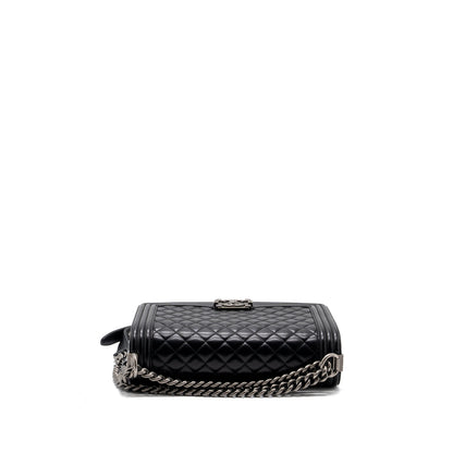 Chanel New Medium Boy Bag Lambskin Black Ruthenium Hardware