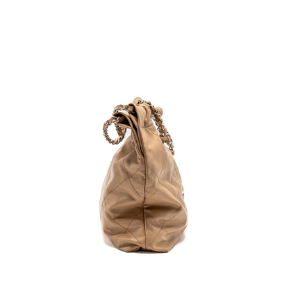 Chanel Small 22 bag calfskin dark beige SHW (microchip)
