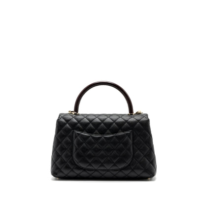 Chanel Medium Coco Handle Flap Bag Lizard Embossed Handle Caviar Black LGHW
