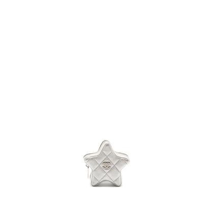 Chanel Star Coin Purse/Bag Charm Lambskin Silver SHW(microchip)
