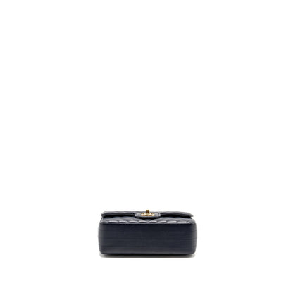 Chanel Mini Rectangular Flap Bag Chevron Lambskin Navy LGHW
