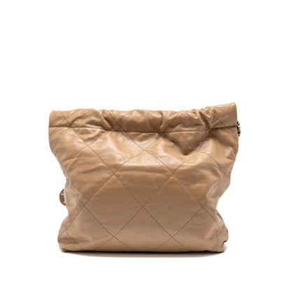 Chanel Small 22 bag calfskin dark beige SHW (microchip)