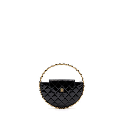 Chanel 23K hoop bag patent black GHW (microchip)