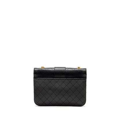 Chanel Graphic Chic Front Chain Quilted Flap Bag Sheepskin Black GHW