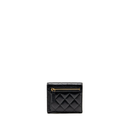 Chanel Small Classic Compact Wallet Lambskin Black LGHW (Microchip)