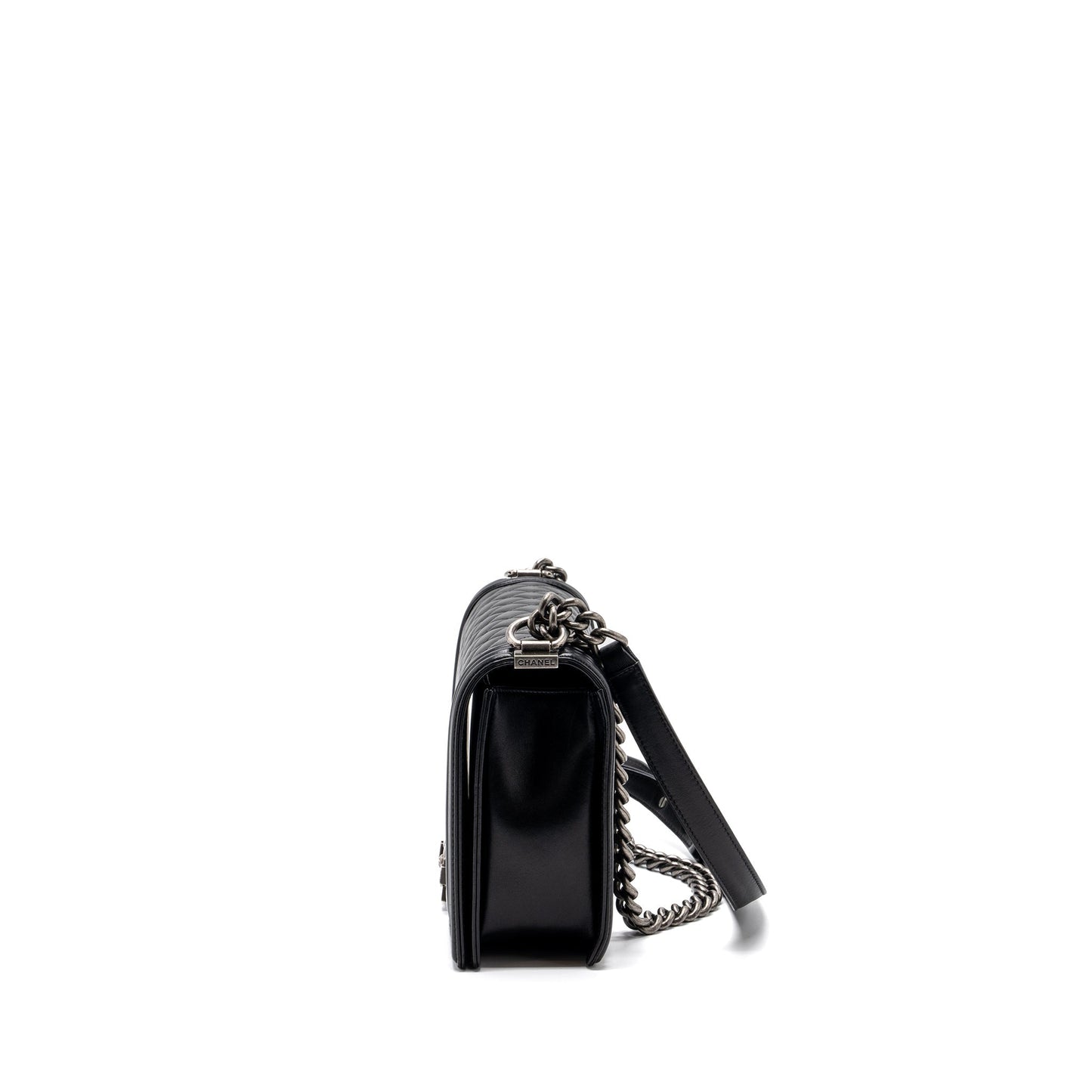 Chanel New Medium Boy Bag Lambskin Black Ruthenium Hardware