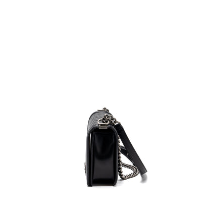 Chanel New Medium Boy Bag Lambskin Black Ruthenium Hardware