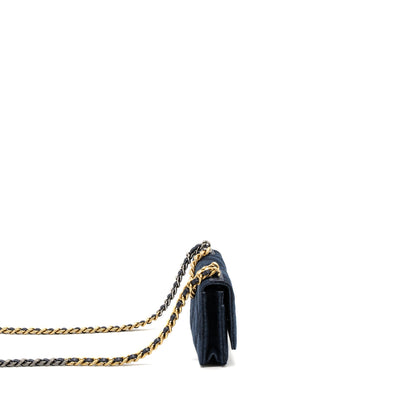 Chanel 19 wallet on chain limited denim dark blue multicolour hardware (microchip)
