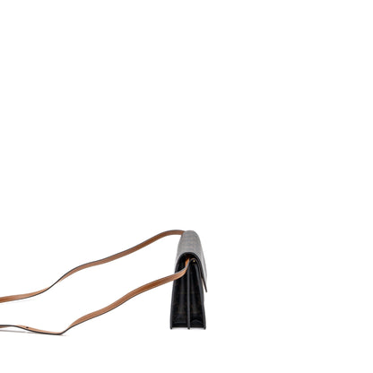 Luxury CELINE wallet on strap triomphe canvas / smooth lambskin tan with