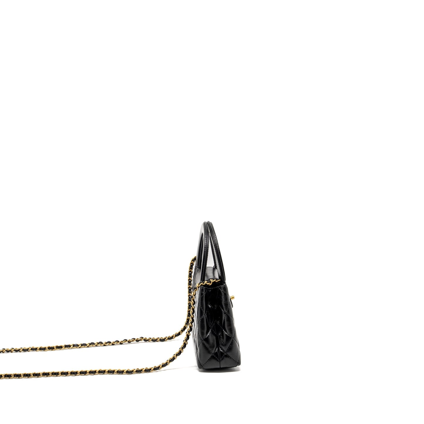 Chanel mini kelly shopping tote bag calfskin black GHW (microchip)