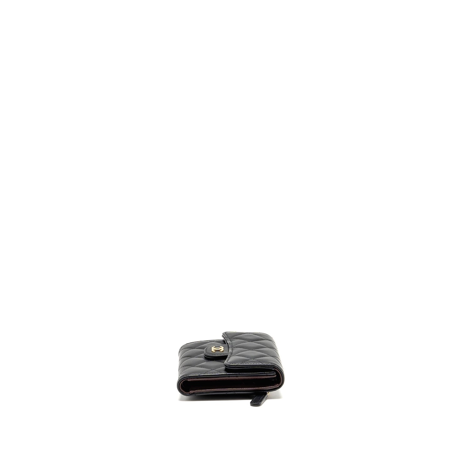 Chanel Small Classic Compact Wallet Lambskin Black LGHW (Microchip)