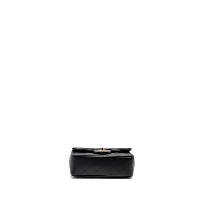 Chanel Top Handle Mini Rectangular Flap Bag Lambskin Black LGHW (Microchip)