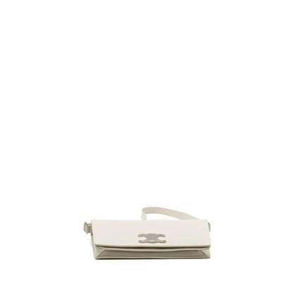 Celine Trapeze Triomphe Mini Purse Calfskin White