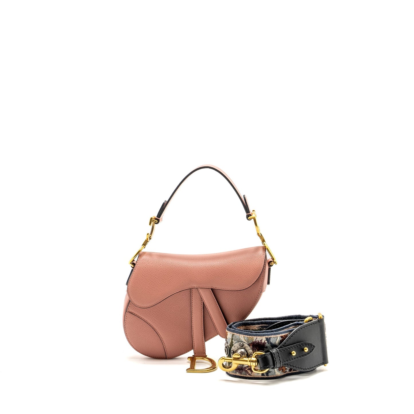 Dior Mini Saddle Purse Grained Calfskin Pink