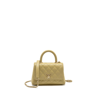 Chanel Mini Coco Handle Caviar Light Green LGHW (microchip)