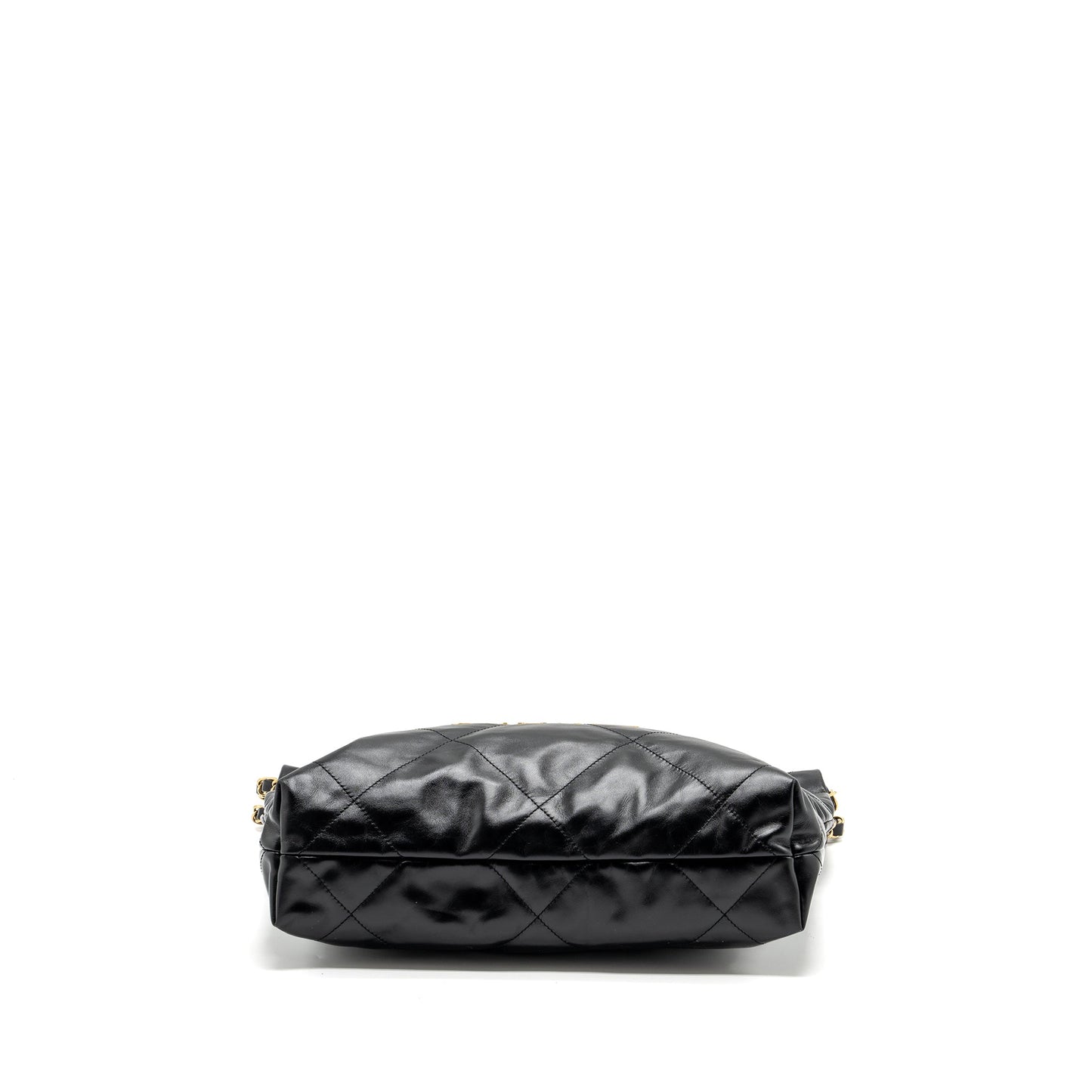 Chanel Small 22 Bag Gold Letter Shiny Calfskin Black GHW (Microchip)