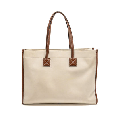 Burberry Medium Freya Tote Canvas/Leather Natural/Tan
