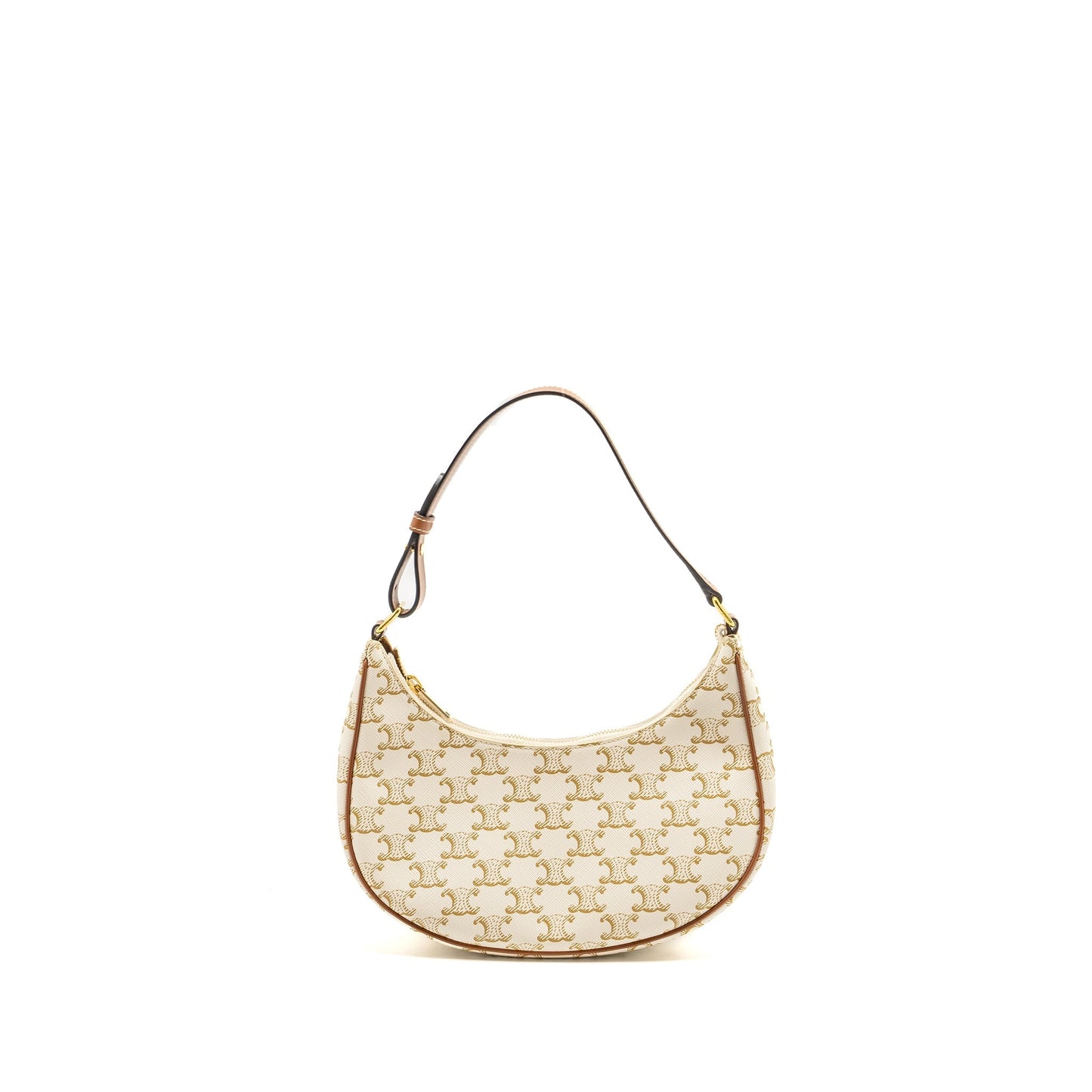 Celine Purse Triomphe Canvas/ Calfskin White / Brown