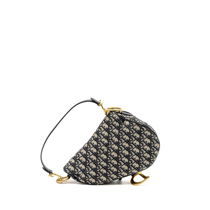 Dior Medium Saddle Purse Blue Oblique Canvas