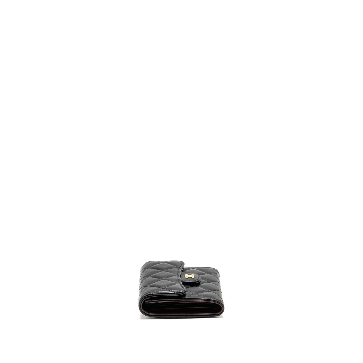 Chanel Small Classic Compact Wallet Lambskin Black LGHW (Microchip)