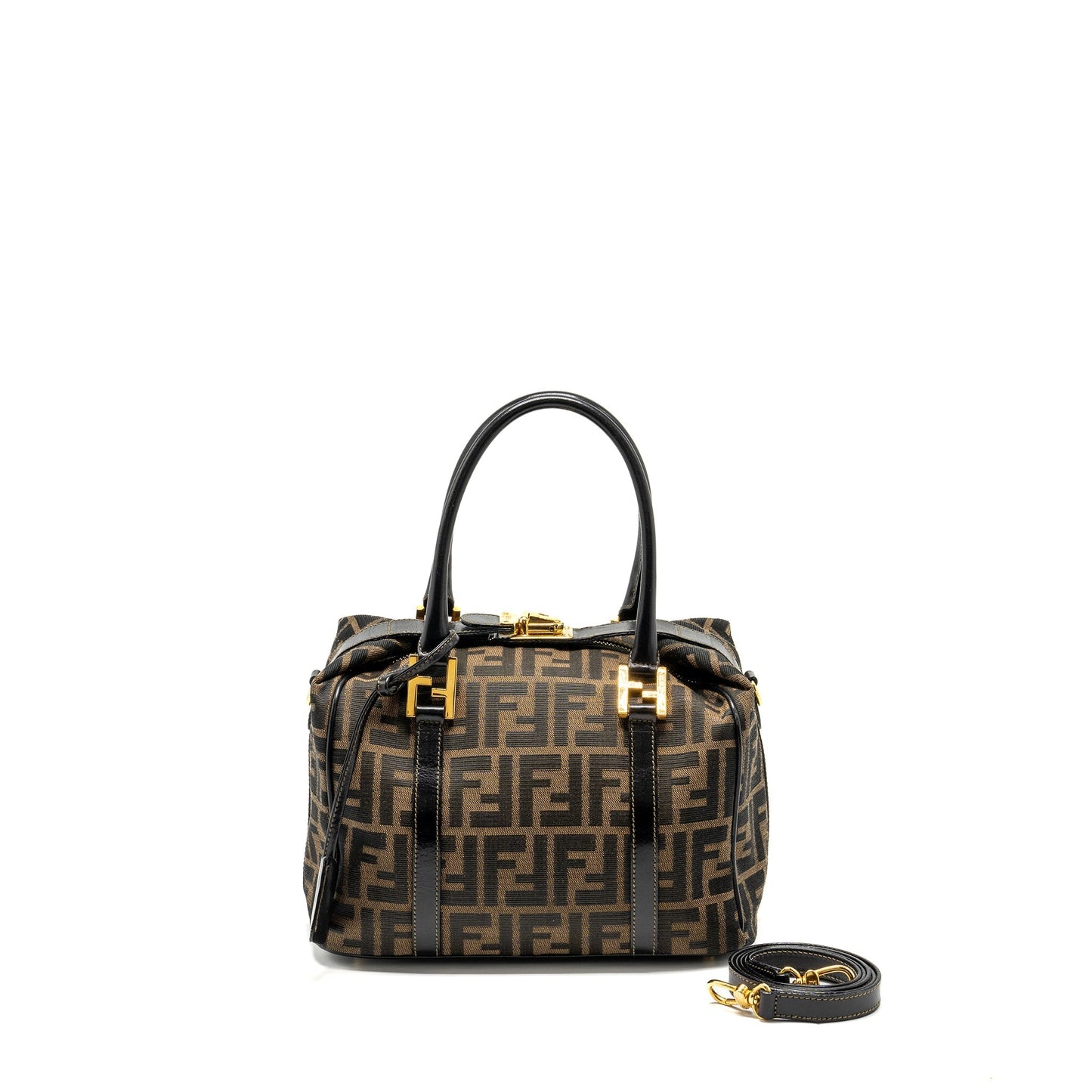 Fendi Vintage handle bowling Purse canvas brown