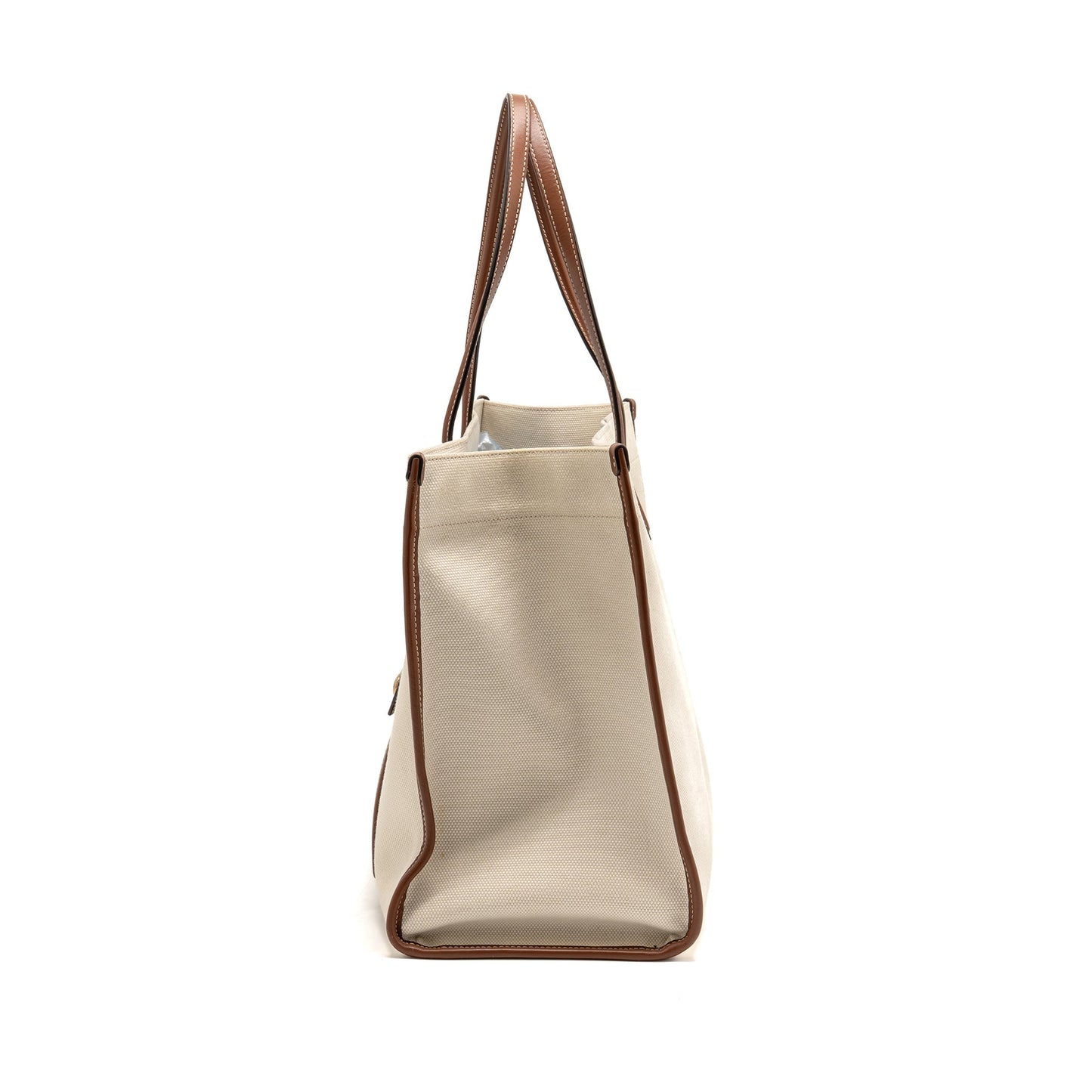 Burberry Medium Freya Tote Canvas/Leather Natural/Tan