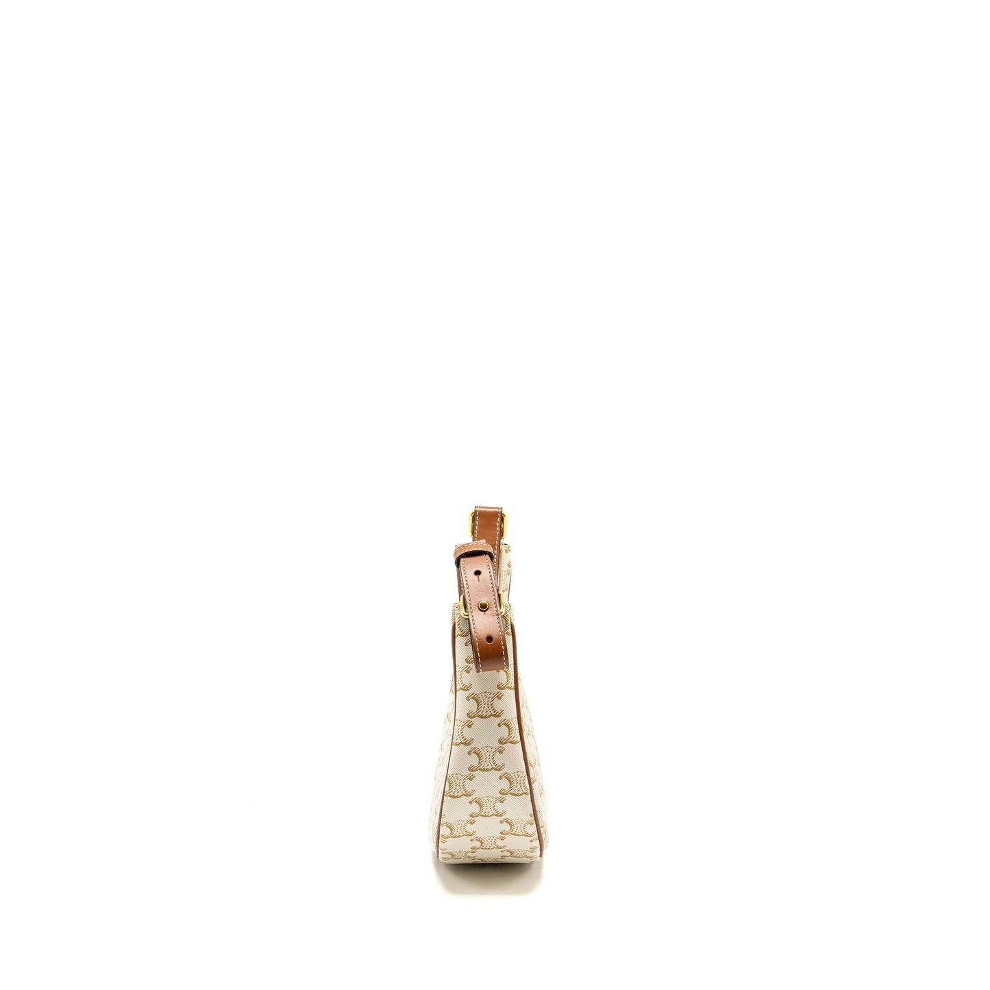 Celine Purse Triomphe Canvas/ Calfskin White / Brown