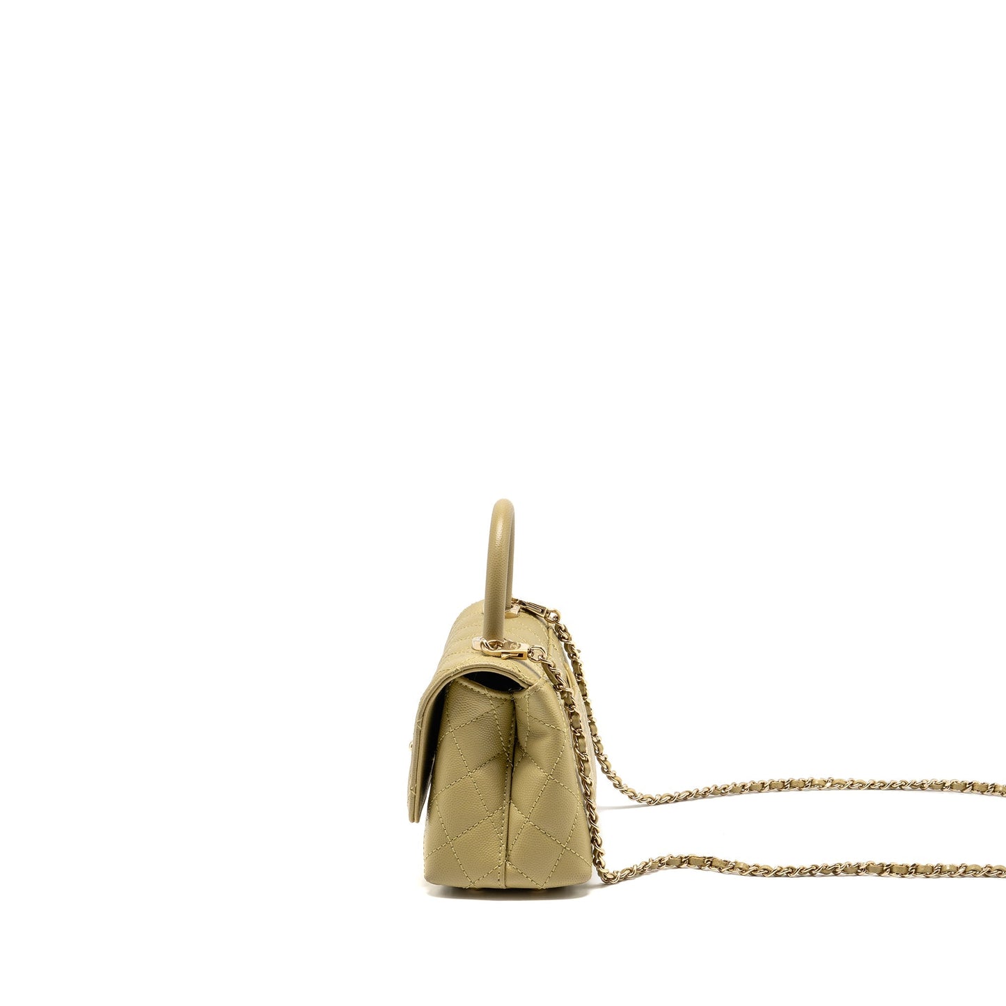 Chanel Mini Coco Handle Caviar Light Green LGHW (microchip)