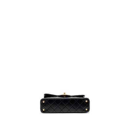Chanel 25p Top Handle Flap Bag Shiny Lambskin Black GHW(microchip)