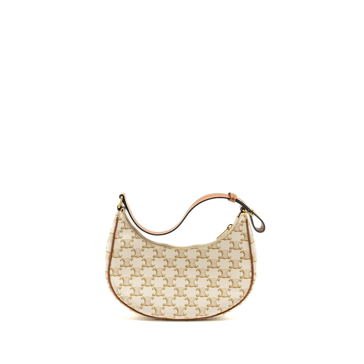 Celine Purse Triomphe Canvas/ Calfskin White / Brown