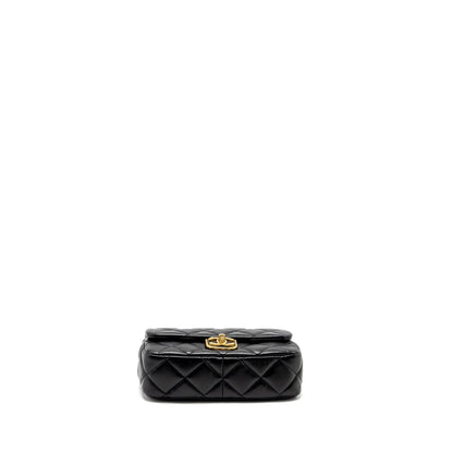 Chanel 22B Mini FlapBag Lambskin Black GHW (Microchip)