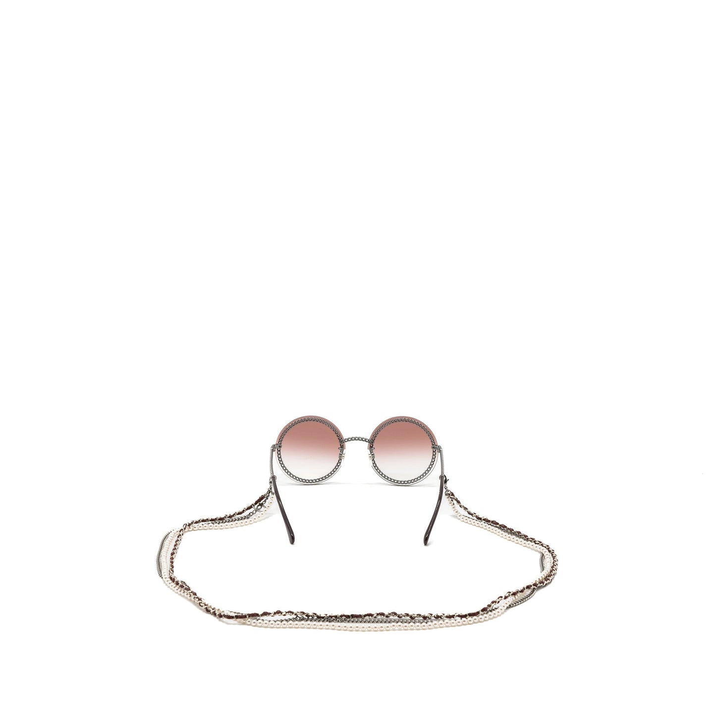 Chanel round sunglasses with chain red