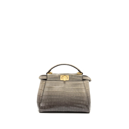 Fendi Mini Peekaboo Purse Crocodile Grey