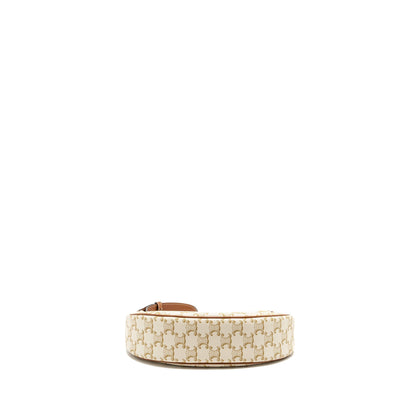 Celine Purse Triomphe Canvas/ Calfskin White / Brown
