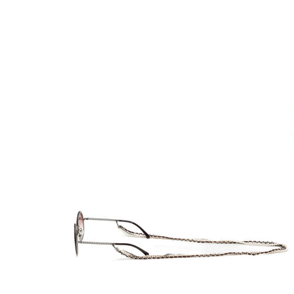 Chanel round sunglasses with chain red