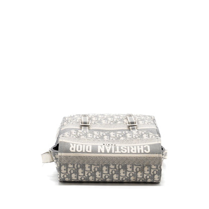 Dior Diorcamp Messenger Purse Oblique Embroidery Light Grey
