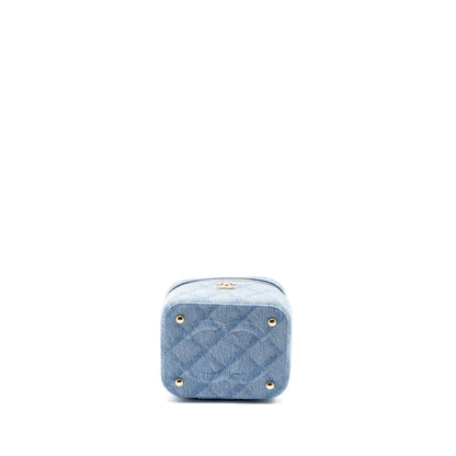 Chanel Vanity Case with Chain Denim Blue LGHW (Microchip)