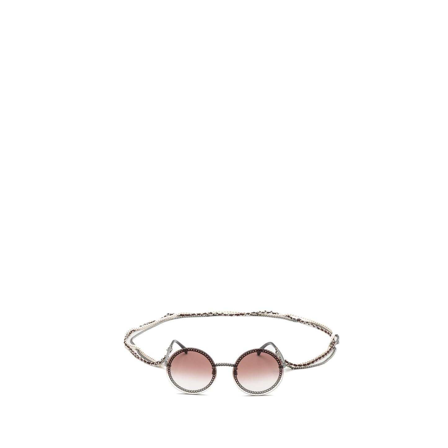 Chanel round sunglasses with chain red