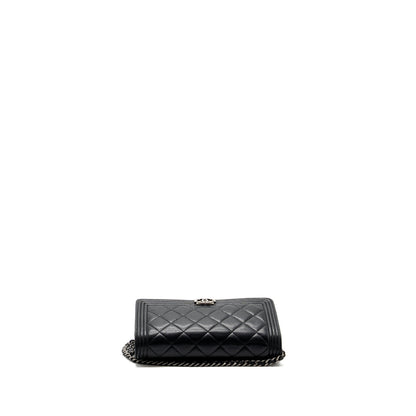 Chanel Boy Wallet On Chain Lambskin Black Ruthenium Hardware