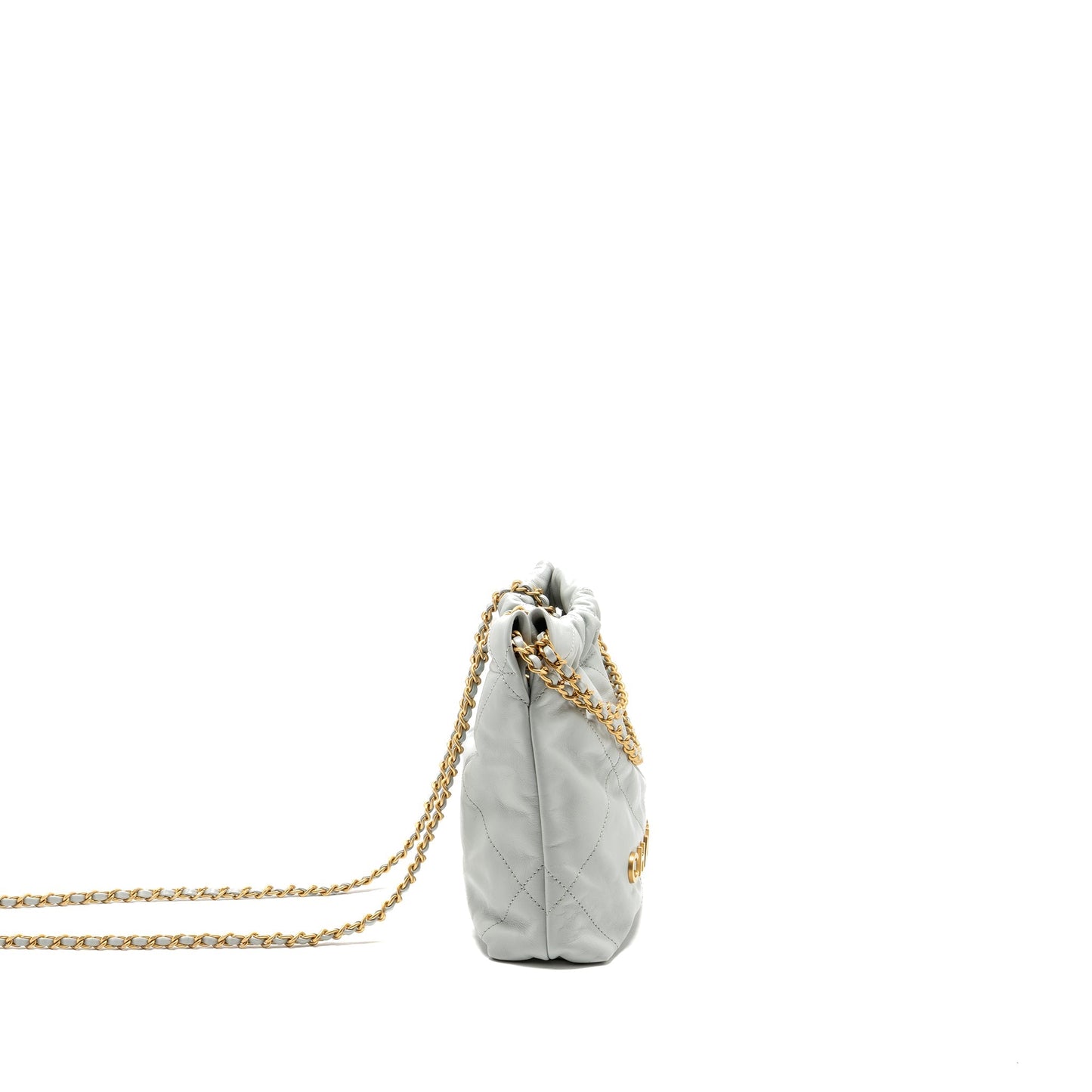 Chanel Mini 22 Bag Calfskin Light Grey GHW (Microchip)