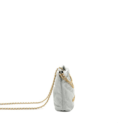 Chanel Mini 22 Bag Calfskin Light Grey GHW (Microchip)