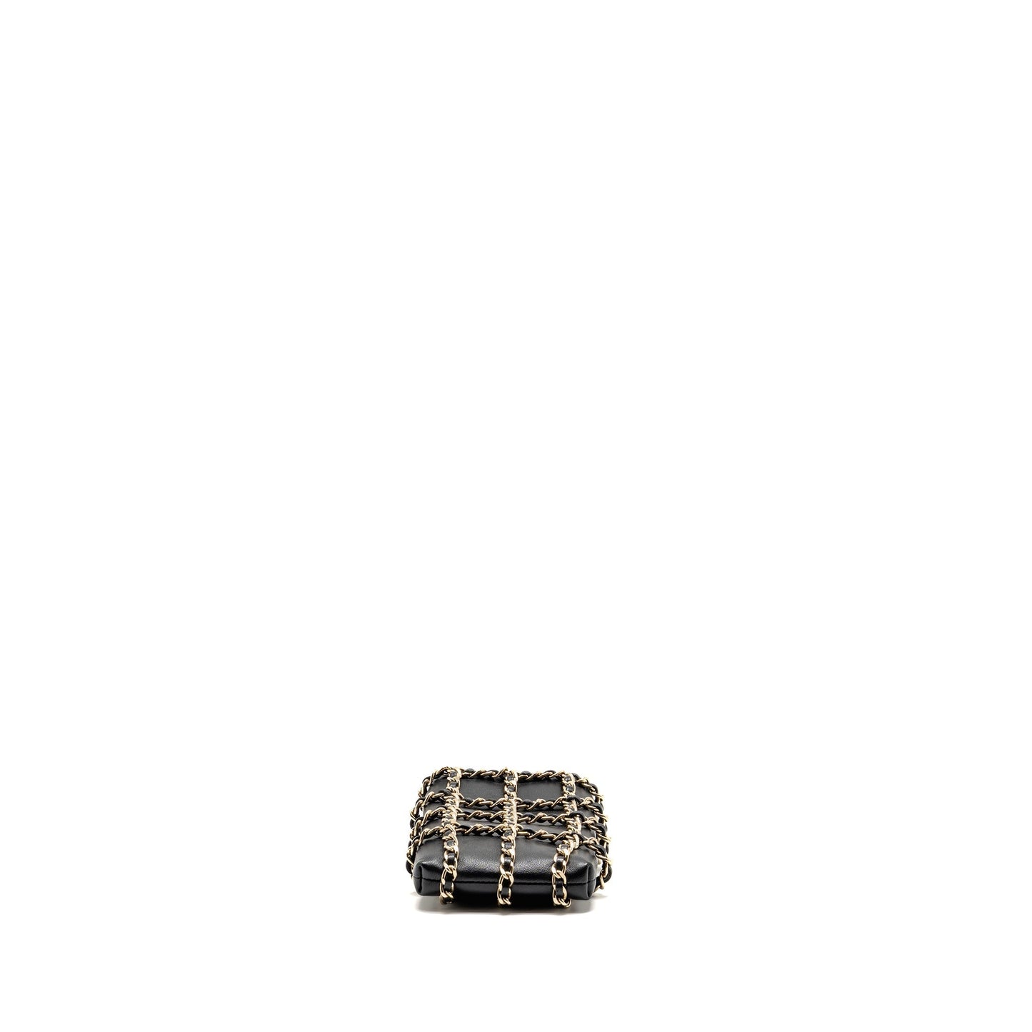 Chanel Gold Clutch O Chain Vertical phone holder lambskin black GHW