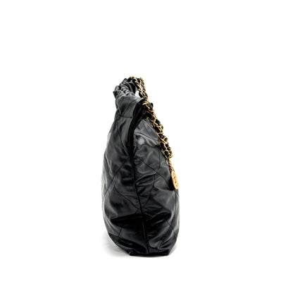 Chanel medium 22 bag calfskin black GHW (microchip)