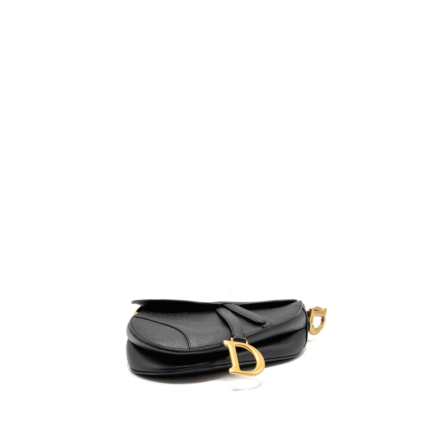 Dior Saddle Purse with Strap Grained Calfskin Black