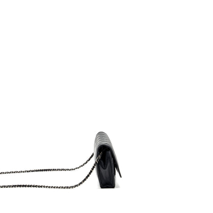 Chanel Boy Wallet On Chain Lambskin Black Ruthenium Hardware